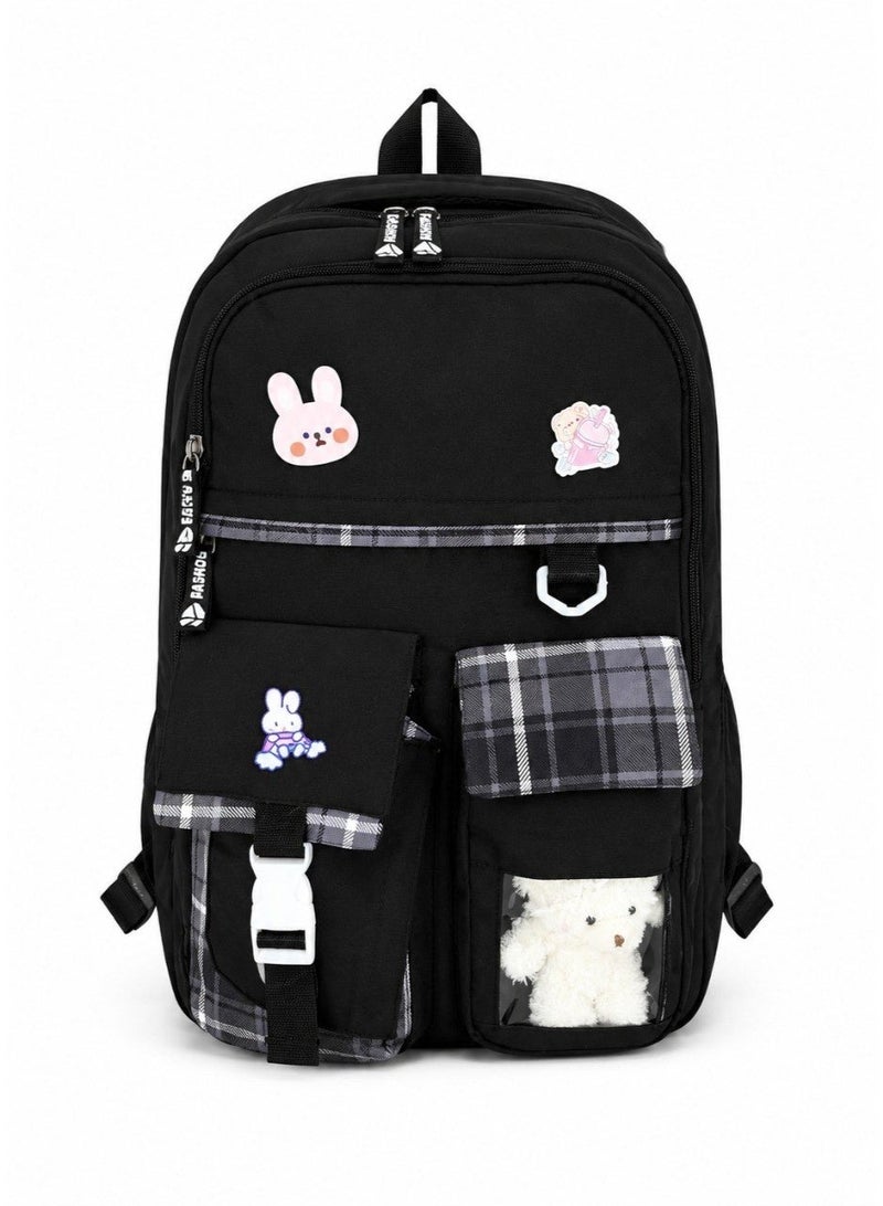 Girls' backpacks, book bag with cute pendant, school bag - Image 1