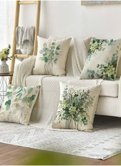 وهاواي Green Plants Decorative Throw Pillow Covers 45x45cm Decorations Linen Square Pillow Cases Tropical Plants Outdoor Sofa Couch Home Bed Decor Cushion Covers Set of 4  - Image 2