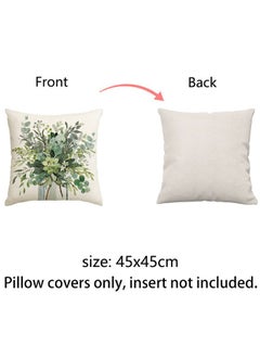 وهاواي Green Plants Decorative Throw Pillow Covers 45x45cm Decorations Linen Square Pillow Cases Tropical Plants Outdoor Sofa Couch Home Bed Decor Cushion Covers Set of 4  - Image 3