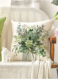وهاواي Green Plants Decorative Throw Pillow Covers 45x45cm Decorations Linen Square Pillow Cases Tropical Plants Outdoor Sofa Couch Home Bed Decor Cushion Covers Set of 4  - Image 5