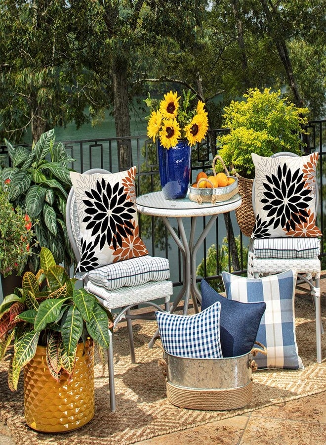 DFXSZ Black Orange Flower Pillow Covers 18x18 Inch Set of 2 Outdoor Throw Pillows Outdoor Waterproof Decor for Living Room Sofa Patio Funiture Garden Floral Polyester Pillow Covers 002V18 - Image 5