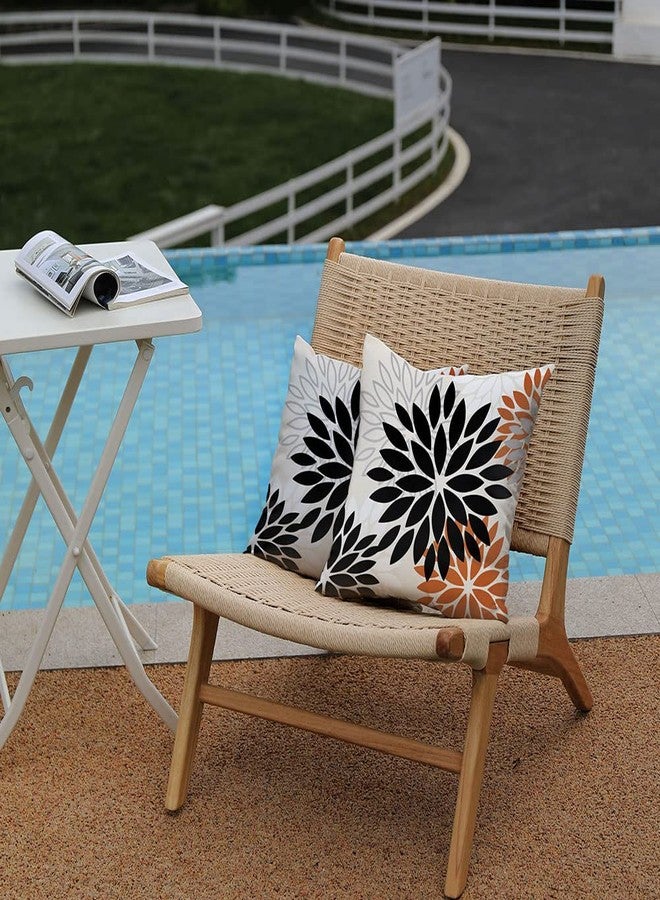 DFXSZ Black Orange Flower Pillow Covers 18x18 Inch Set of 2 Outdoor Throw Pillows Outdoor Waterproof Decor for Living Room Sofa Patio Funiture Garden Floral Polyester Pillow Covers 002V18 - Image 3