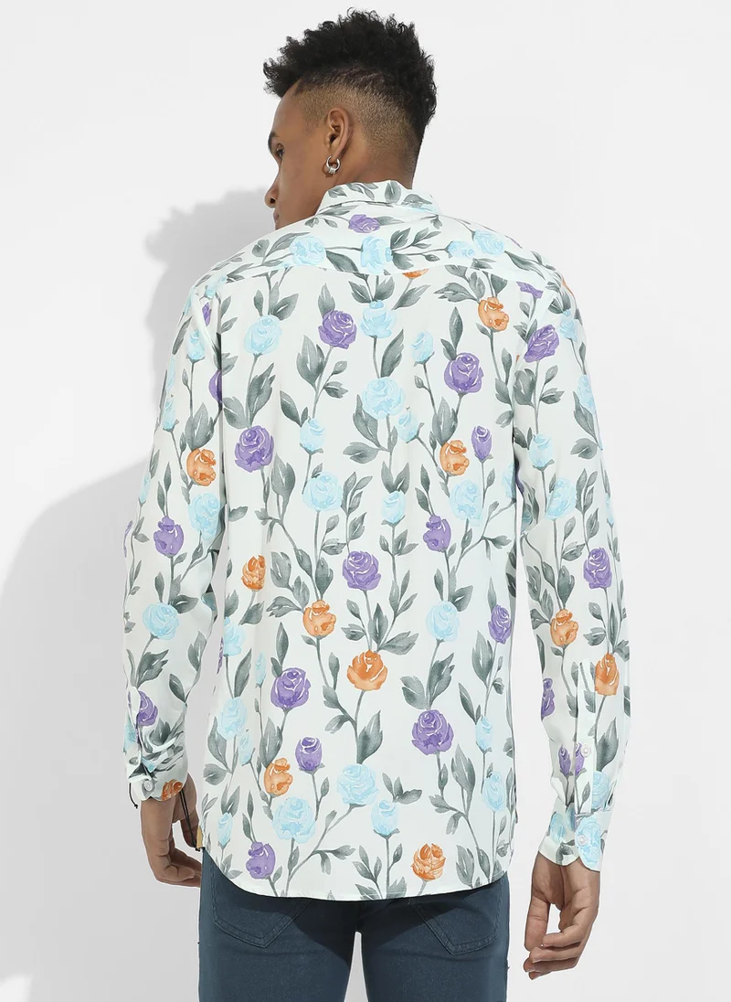Instafab Plus Rose Garden Print Shirt