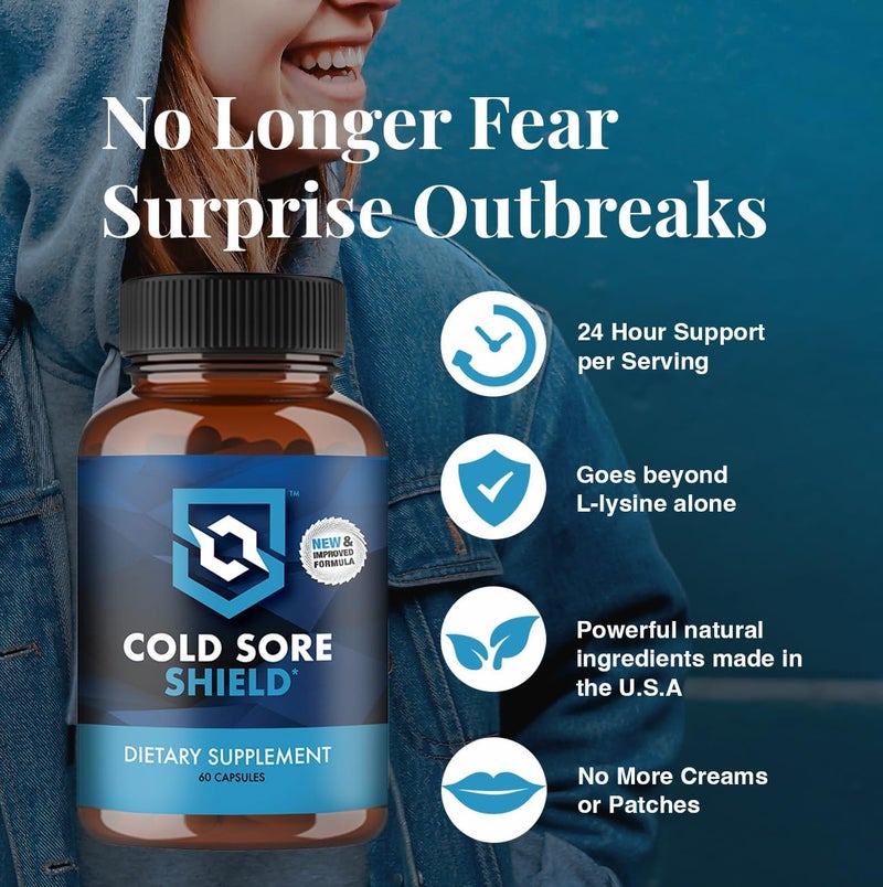 Cold Sore Shield Daily Cold Sore Supplement Including LLysine  Natural Defense Ingredients  Around The Clock Support  60 Count  Made in The USA - Image 4