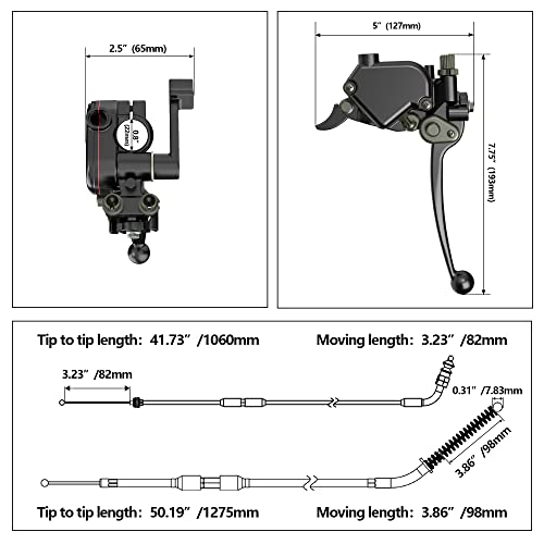 RUTU ATV Thumb Throttle & Brake Cable Kit - Full Metal Speed Governer with Brake Lever - Speed Limiter for 50cc, 90cc,150cc,250cc ATV, Quad Bike, Go Kart with Front Drum Brakes - for 7/8" 22mm Handle - Image 2