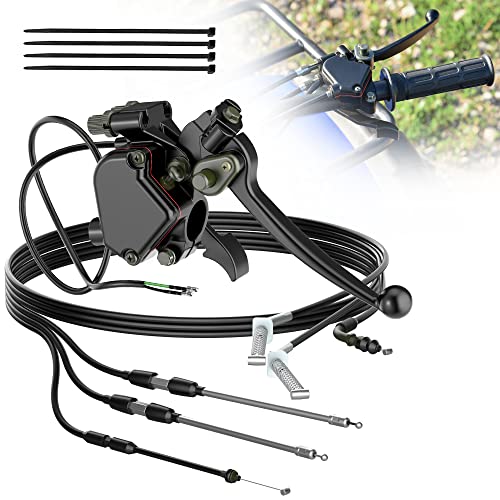 RUTU ATV Thumb Throttle & Brake Cable Kit - Full Metal Speed Governer with Brake Lever - Speed Limiter for 50cc, 90cc,150cc,250cc ATV, Quad Bike, Go Kart with Front Drum Brakes - for 7/8" 22mm Handle - Image 1