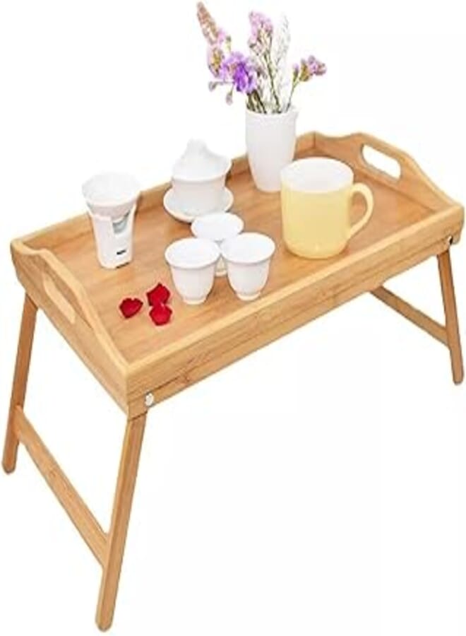 Generic Portable wood bed tray breakfast Laptop desk tea food serving table folding leg Laptop desk 