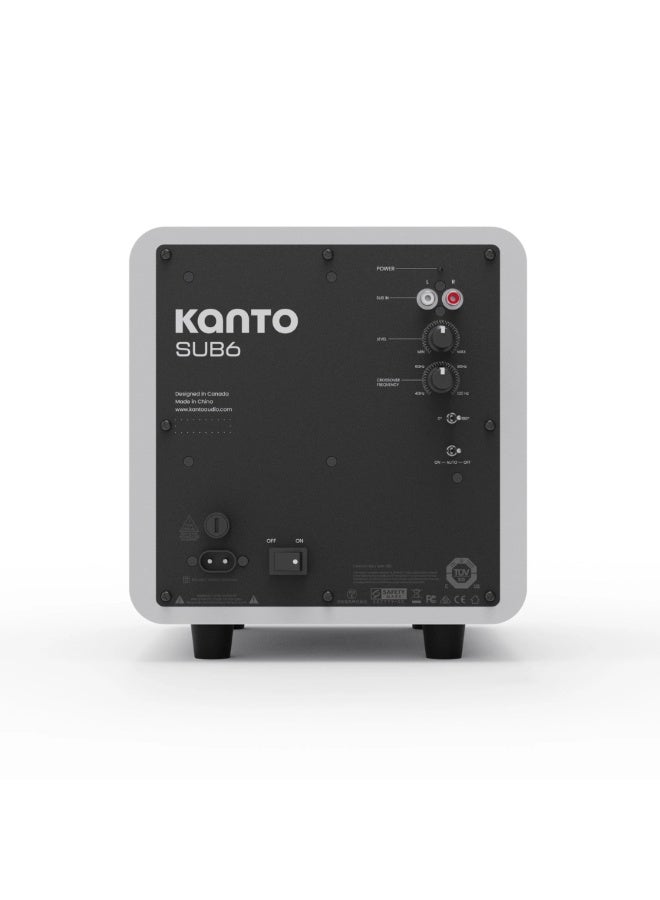 Kanto Audio SUB6 Sealed Powered Subwoofer, Matte White/White Grille - Image 3