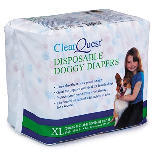 ClearQuest Disposable Doggy Diapers, 10-Count, Leakproof, Super Absorbent - Extra Large - Image 1