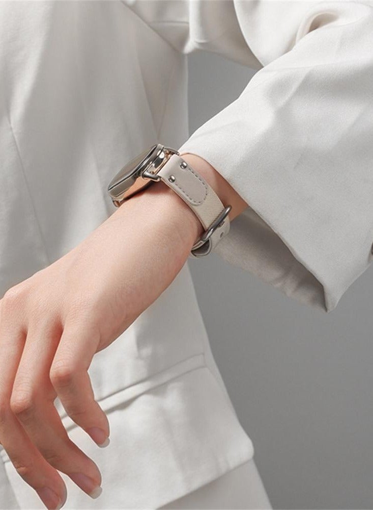 O Ozone (Pack of 2) Leather Straps Compatible with Xiaomi Smart Band 10/9/8, Replacement Watch Wrist Band Bracelet Accessories for Women Men - Black/Brown - Image 4