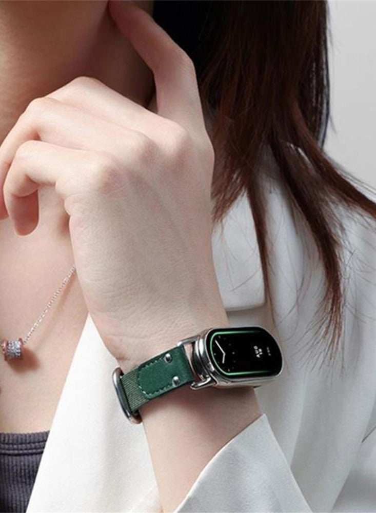 O Ozone (Pack of 2) Leather Straps Compatible with Xiaomi Smart Band 10/9/8, Replacement Watch Wrist Band Bracelet Accessories for Women Men - Black/Brown - Image 5