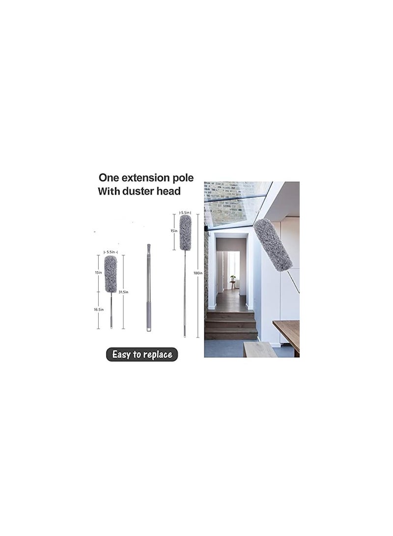 Green Tiger Long Microfiber Duster Broom Long Extension Pole (30 to 100 inches) Scratch-Resistant Cover, Bendable, Washable, Lint Free Feather Dusters for Cleaning Roof Blinds Ceiling Fan,Cobwebs Brush - Image 5