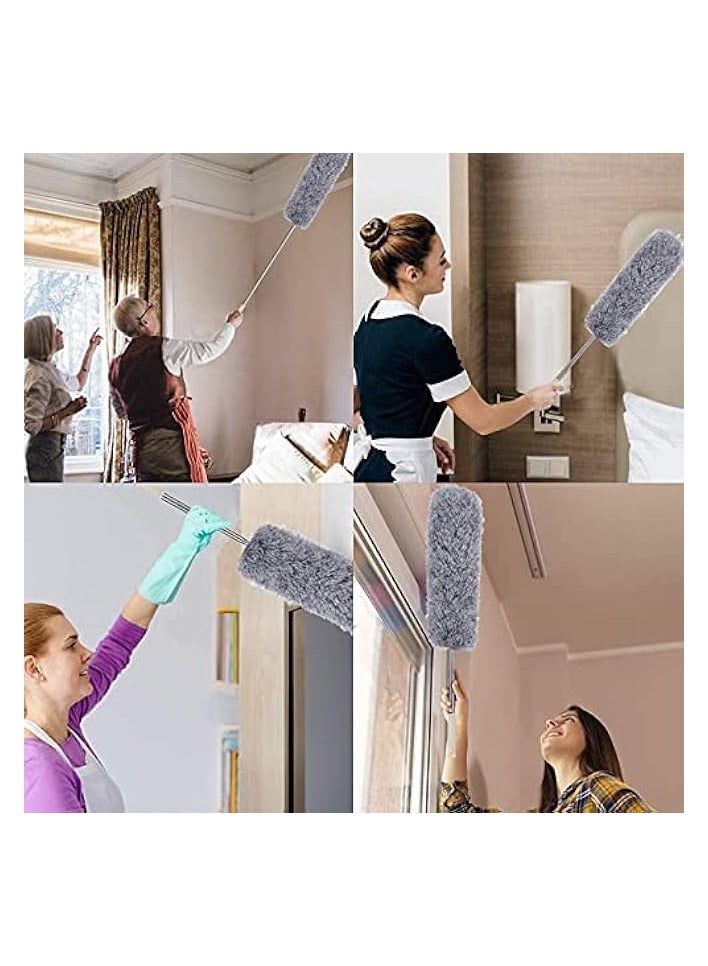 Green Tiger Long Microfiber Duster Broom Long Extension Pole (30 to 100 inches) Scratch-Resistant Cover, Bendable, Washable, Lint Free Feather Dusters for Cleaning Roof Blinds Ceiling Fan,Cobwebs Brush - Image 2