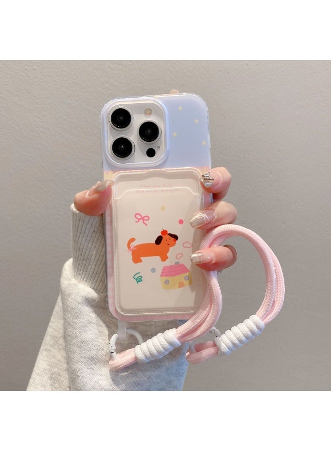 Cartoon Protective TPU Case Cover For iPhone 14 Pro Max, Checkered Puppy