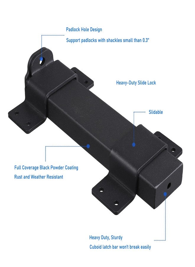 VANROUG 7.5" Heavy Duty Security Slide Latch Lock,with Padlock Hole Adjustable Gate Latch for Wooden Fences Barn Doors, Interior and Outdoor Door Latch,etc. - Image 3
