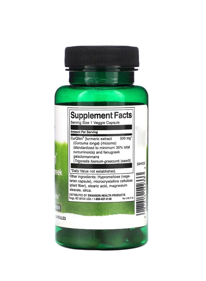 سوانسون CurQfen مركب الكركمين/الحلبة القياسي 500 مجم 60 كبسولة نباتية - Image 2