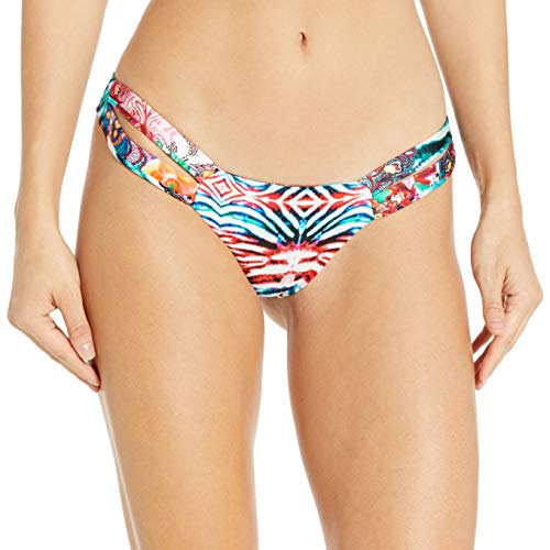 Luli Fama Women's Like A Flame Strapped Front Low Rise Bikini Bottom, Multi, XS - Image 4
