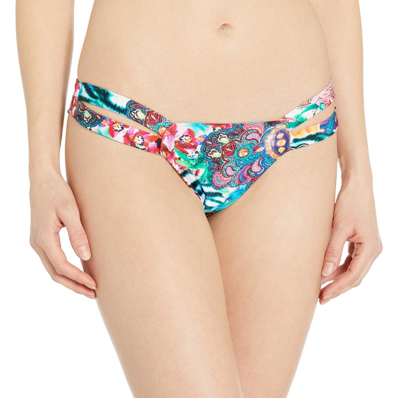 Luli Fama Women's Like A Flame Strapped Front Low Rise Bikini Bottom, Multi, XS - Image 5