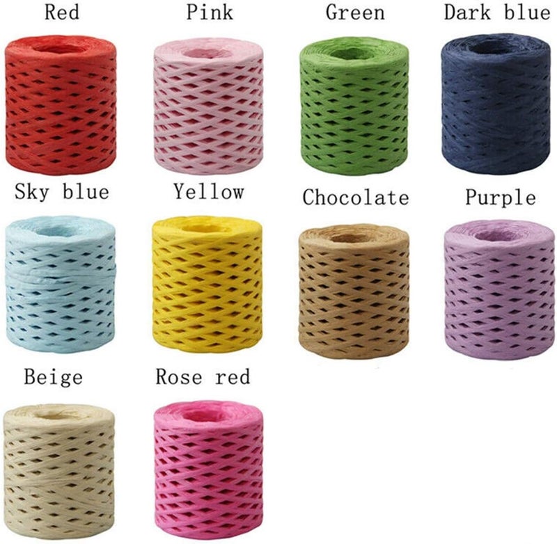 AUDBUA 200m Raffia Paper Craft Ribbon Packing Paper Twine,Package Wedding DIY Wrapping Natural Decoration String Rope Raffia Ribbon Cord(Dark Blue) - Image 1