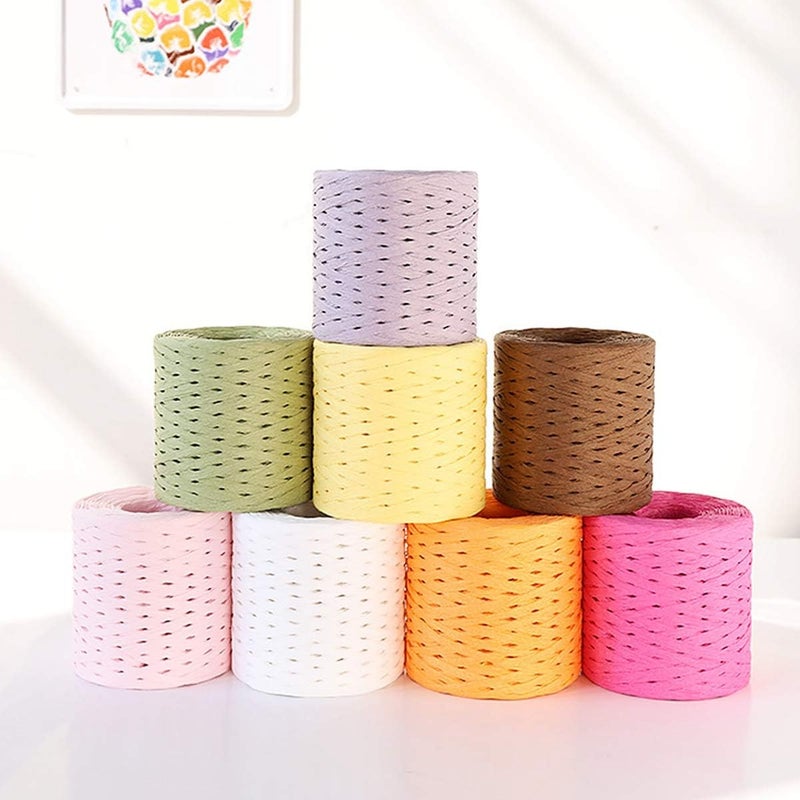 AUDBUA 200m Raffia Paper Craft Ribbon Packing Paper Twine,Package Wedding DIY Wrapping Natural Decoration String Rope Raffia Ribbon Cord(Dark Blue) - Image 5