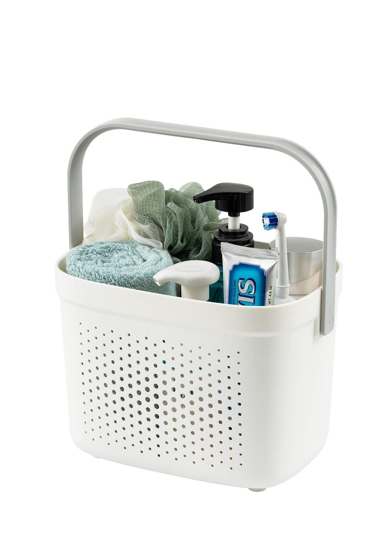 SYOSI Versatile Shower Caddy Tote, Large Capacity, Durable Plastic Basket with Handle, Ideal for Dorm, College, Bathroom, Camping, Grey - Image 1