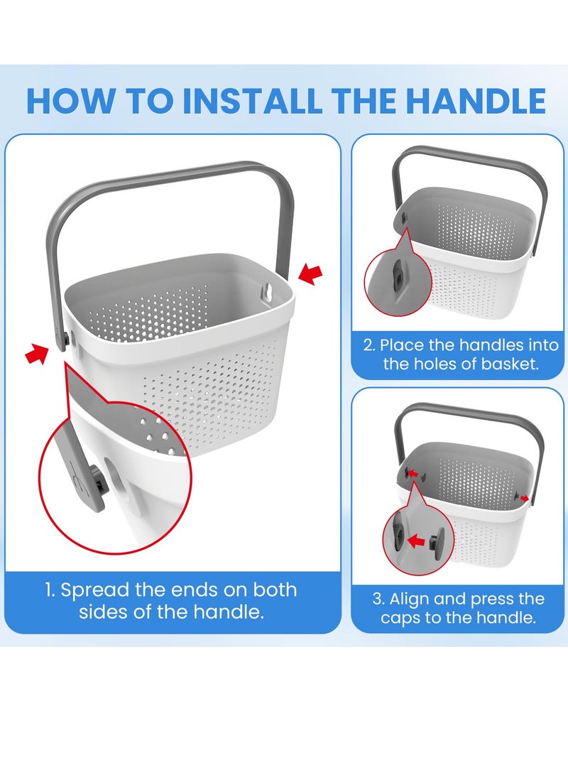SYOSI Versatile Shower Caddy Tote, Large Capacity, Durable Plastic Basket with Handle, Ideal for Dorm, College, Bathroom, Camping, Grey - Image 2