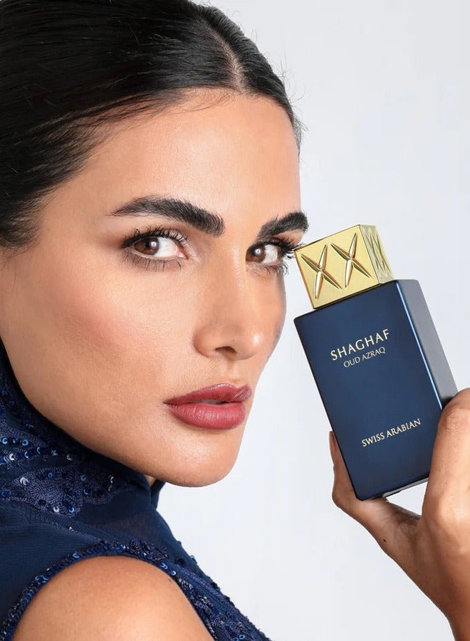 Shaghaf Oud Azraq Eau de Parfum by Swiss Arabian - A Luxurious Oriental Fragrance for Unisex - 75ml Spray