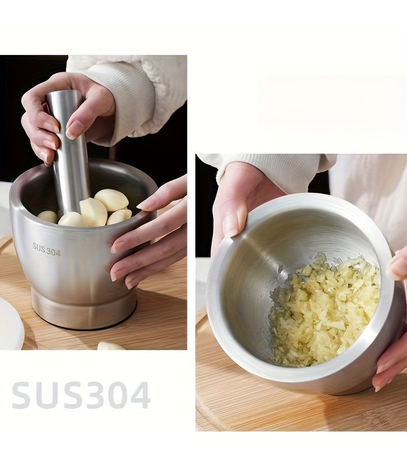 304 Stainless Steel Garlic Masher Large Manual Press Grinder - Image 3