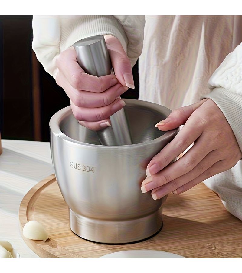 304 Stainless Steel Garlic Masher Large Manual Press Grinder - Image 4