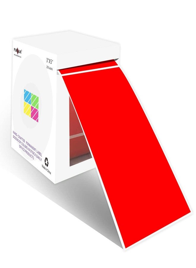 PARLAIM 3 X 5 Inch 250 Per Roll Rectangle Inventory Color Coding Labels,Roll Square Label Stickers for Home Red - Image 1