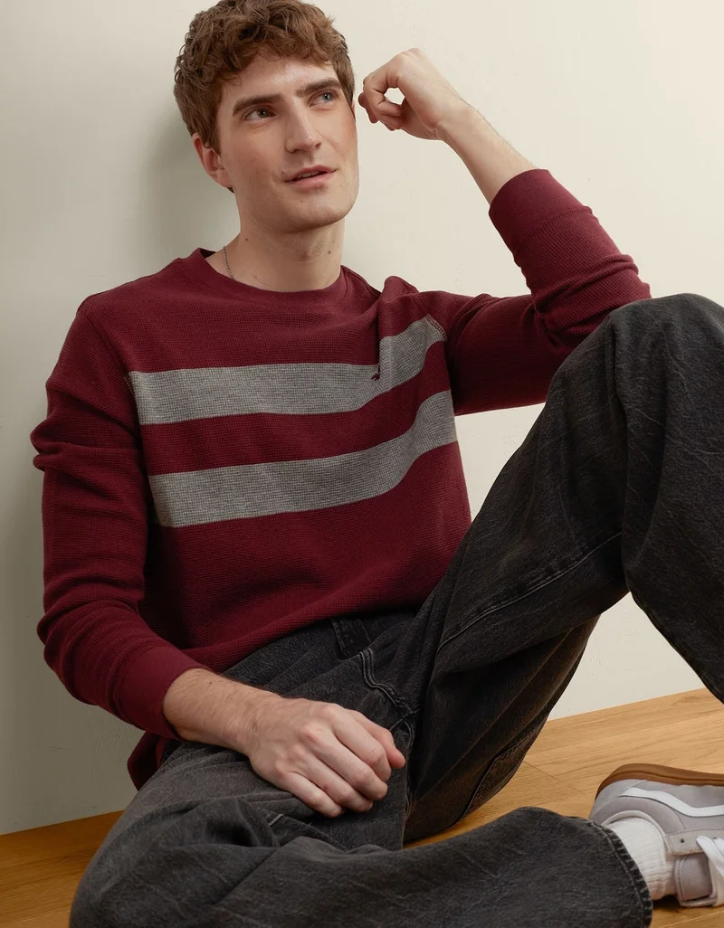 AE Long Sleeve Striped Thermal T-Shirt