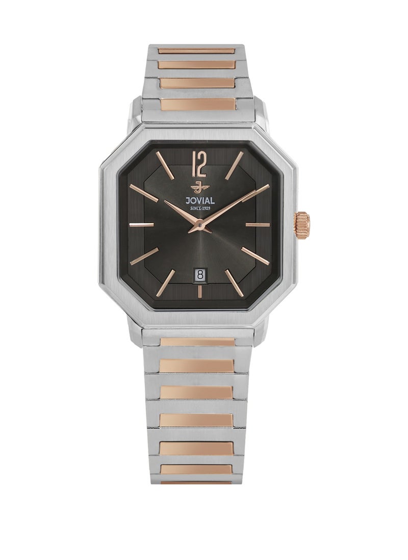 Jovial JOVIAL 18528LAMQ03E Women's Fashion Watch Stainless Steel Band Watch,28mm, Black Dial  - Image 1