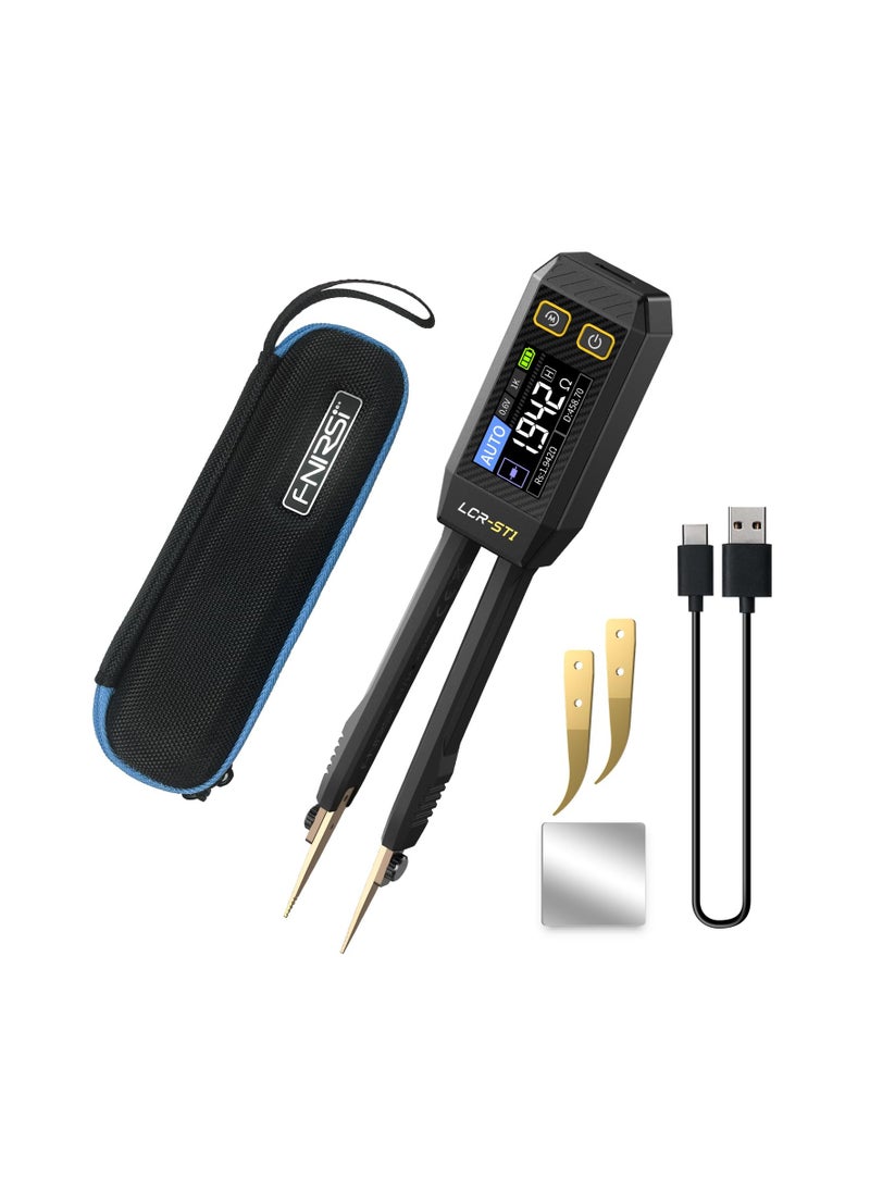 FNIRSI - LCR-ST1 10KHz LCR Meter Tweezer, Mini Smart SMD Tester, ESR Meter, Maximum accuracy 0.5%, Capacitance Inductance Continuity Diode Tester, Auto Component Recognition Electronic Component Analyze - Image 1
