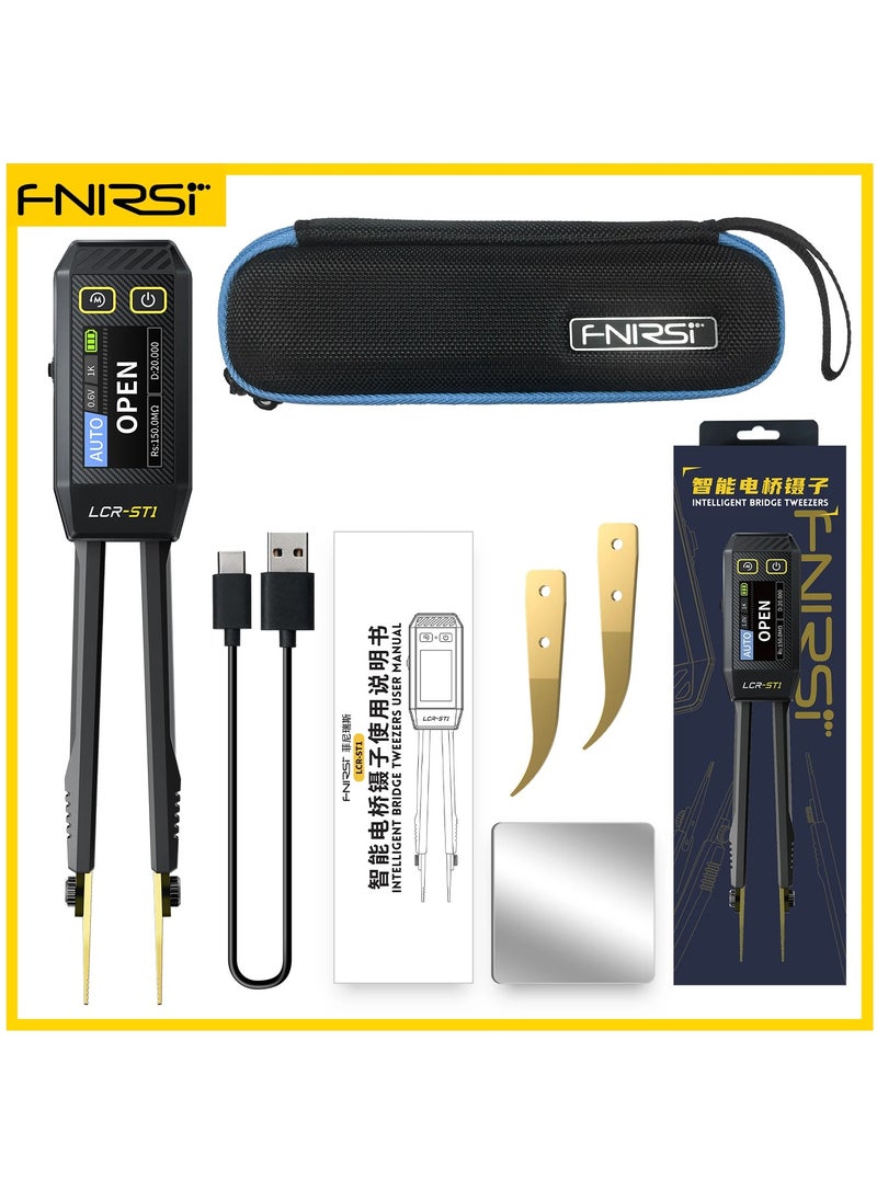 FNIRSI - LCR-ST1 10KHz LCR Meter Tweezer, Mini Smart SMD Tester, ESR Meter, Maximum accuracy 0.5%, Capacitance Inductance Continuity Diode Tester, Auto Component Recognition Electronic Component Analyze - Image 1