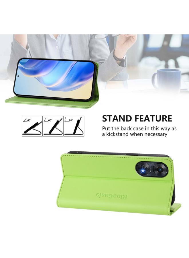S-TOP Case For OPPO Reno8 T 4G RC01 Dual-Folded Magnetic Suction RFID Leather Phone Case - Image 4