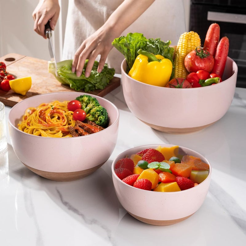 AmorArc Ceramic Mixing Bowls|Nesting Bowls Set of 3 for Kitchen|Stoneware Serving Bowls with Rustic Terracotta Underside for Mixing,Cooking,Baking,Salad| Microwave & Dishwasher Safe 4.6/2.8/1.3 Qt - Image 5