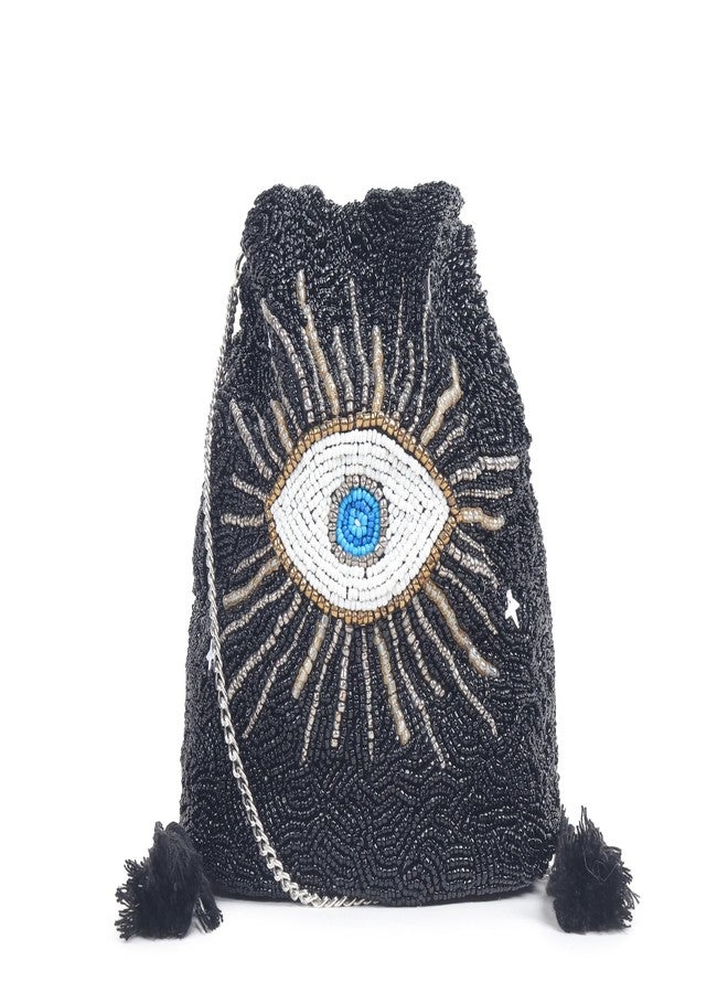 ASTRID Beaded Work Party Potli Sling Bag For Women And Girls (Black) - Image 1