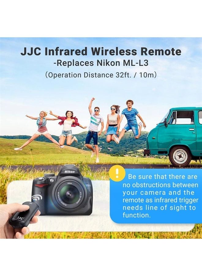 JJC - Wireless Infrared Shutter Release Remote Control Replaces Nikon ML-L3 for Nikon D750 D610 D3400 D3300 D3200 D7500 D7200 D7100 D5500 D5300 D5200 D90 D80 Coolpix P900 P7800 P7700 - Image 1