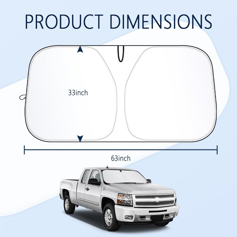 Aokdom 300T Thickened Sunshade for Car Windshield,Windshield Sun Shade for Blocking 99% Sunlight & Heat,Summer Cars Essentials Sun Cover for Car Windshields Fits Small Truck,SUV (XXL: 63x33 inch) - Image 2