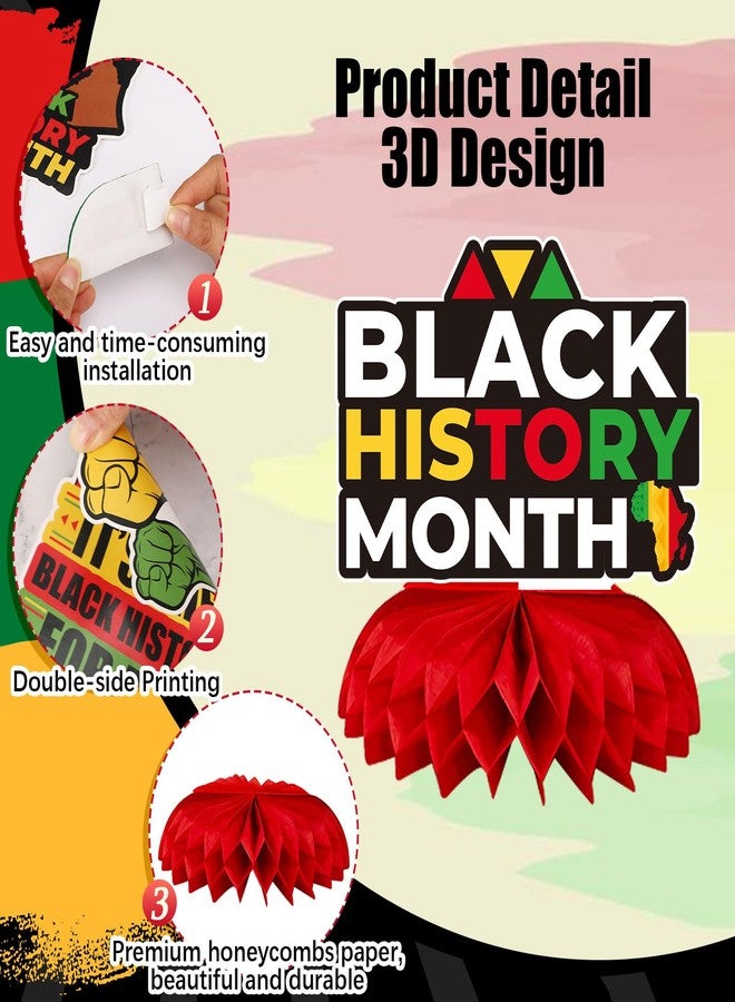 JULMELON 8PCS Black History Month Table Decorations, 3D Double Sided Black History Month Table Centerpieces, African American Black History Month Honeycomb Office Decor for Party - Image 3
