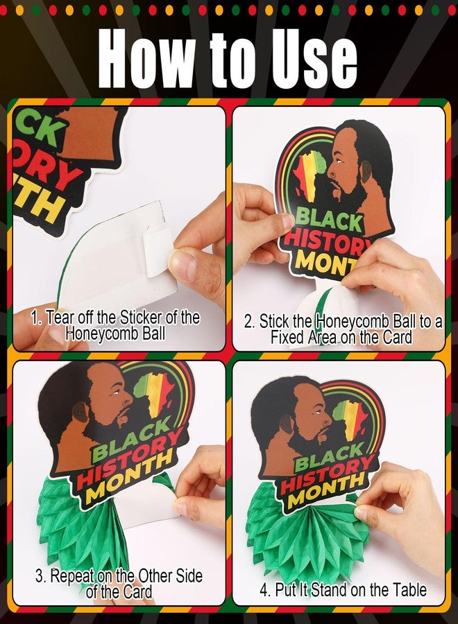JULMELON 8PCS Black History Month Table Decorations, 3D Double Sided Black History Month Table Centerpieces, African American Black History Month Honeycomb Office Decor for Party - Image 4