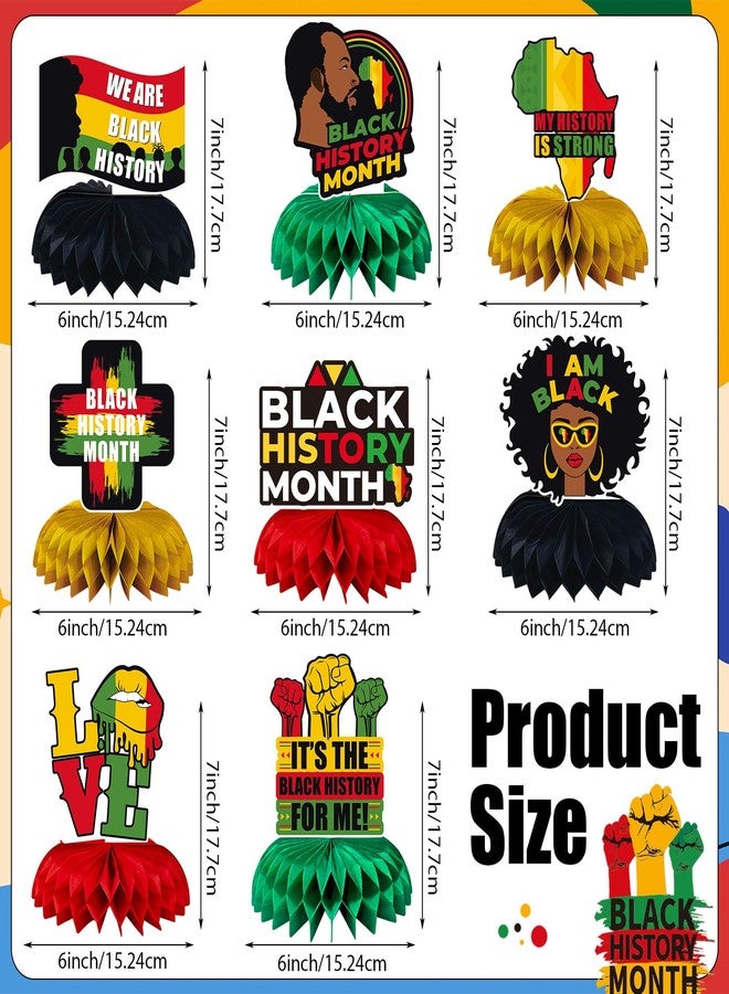 JULMELON 8PCS Black History Month Table Decorations, 3D Double Sided Black History Month Table Centerpieces, African American Black History Month Honeycomb Office Decor for Party - Image 2