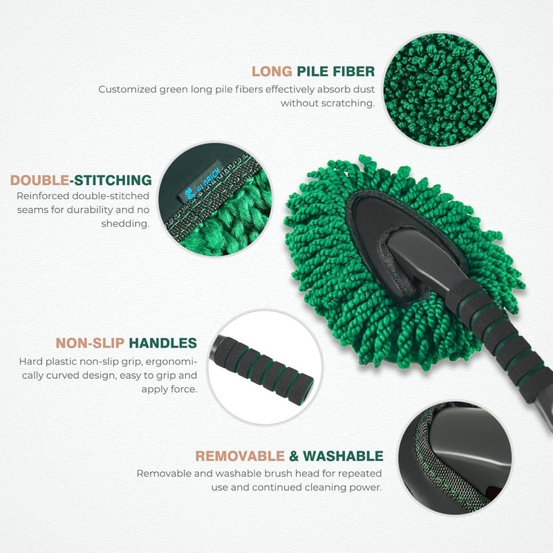 FLORICH Large Microfiber Car Duster Kit, Extendable Car Duster Exterior Scratch Free, Car Cleaning Brush Car Interior Detailing Kit, Car Cleaning Supplies for Cars RV Truck Boat - Image 3