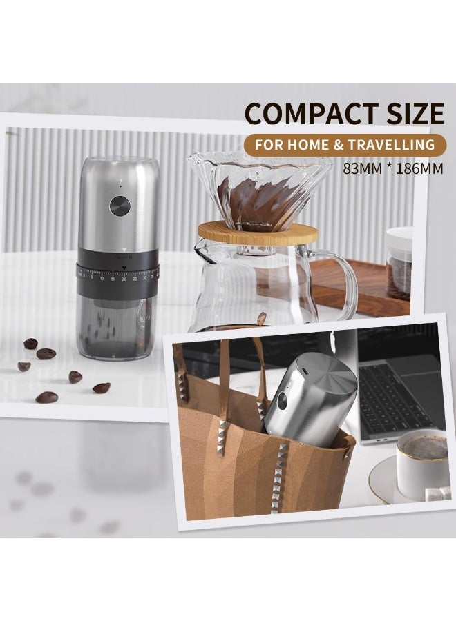 XVersion Electric Portable Burr Coffee Grinder, Type-C Rechargeable Bean Grinder with 40 Adjustable Settings from Coarse to Fine, 35g Capacity for Home, Travel, Camping - Image 2
