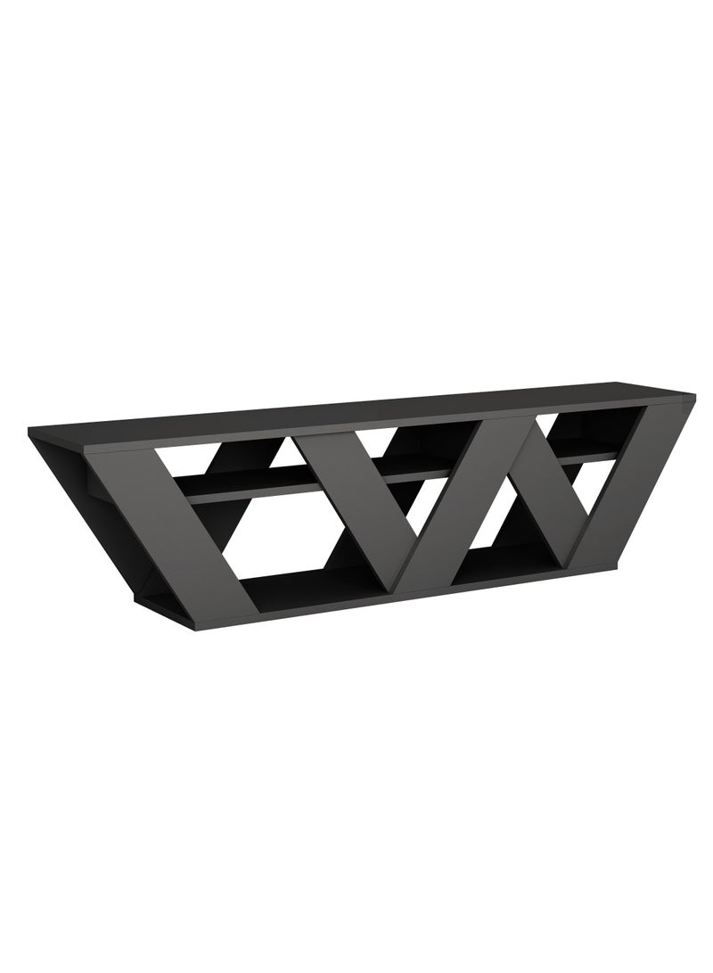 موراه حامل تلفزيون عصري من موراه هوم رالا لأجهزة التلفزيون حتى ٦٥ بوصة | وحدات تلفزيون عصرية لغرفة المعيشة | خزانة تخزين خشبية برفوف من طبقتين | ١٥٨ × ٣٠ × ٤٠ سم | رمادي غامق - Image 2