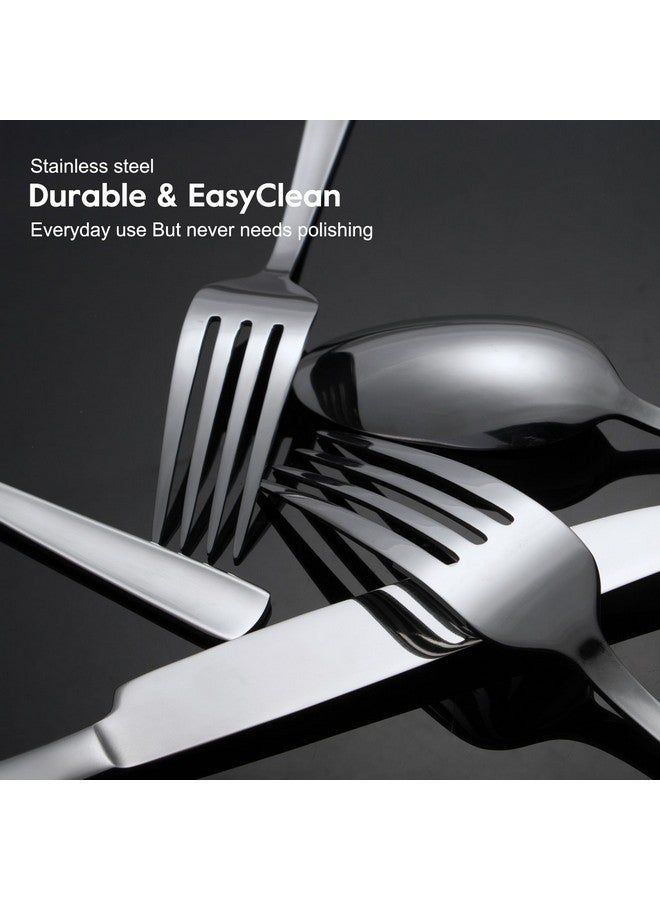 Brightown 45-Piece Silverware Set Flatware Cutlery Set Service for 8, Durable Stainless Steel Tableware in Ergonomic Design Size and Weight, Kitchen Utensil Sets with Steak Knives, Rust-proof, Dishwasher Safe - Image 3