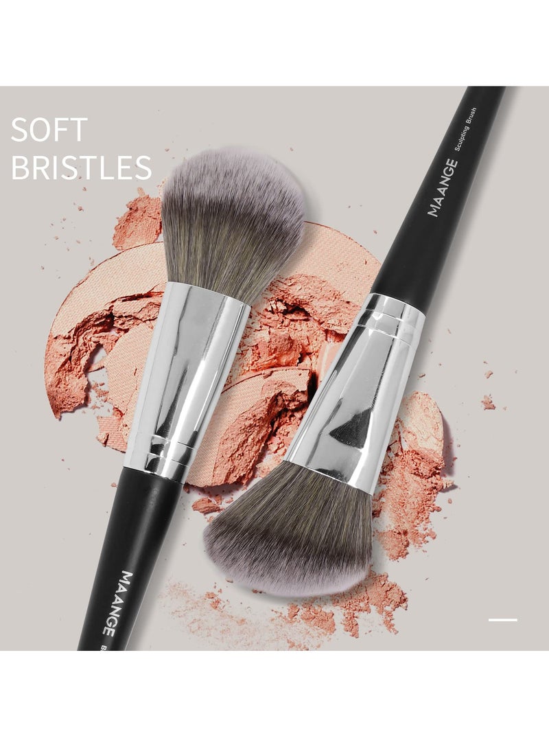 MAANGE Makeup Brushes with Case, 18 Pcs Professional Makeup Brush Set Premium Synthetic Face Kabuki Brush Kit Foundation Blush Powder Eyeshadow Brushes Set - Image 3