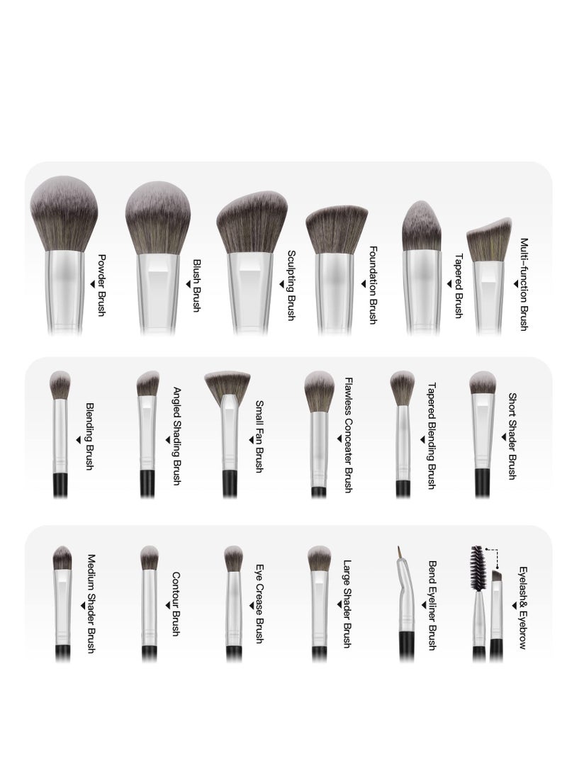 MAANGE Makeup Brushes with Case, 18 Pcs Professional Makeup Brush Set Premium Synthetic Face Kabuki Brush Kit Foundation Blush Powder Eyeshadow Brushes Set - Image 2