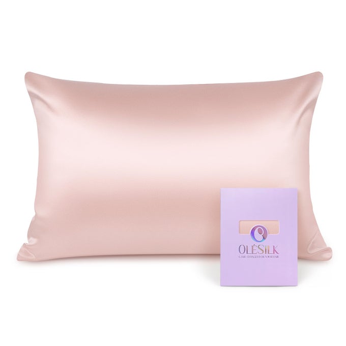 100 SILK PILLOWCASE FOR HAIR AND SKIN BOTH SIDES 16 MOMME REAL NATURAL MULBERRY SILK WITH HIDDEN ZIPPER AND GIFT BOX 1PC PEACH PINK 50X75CM