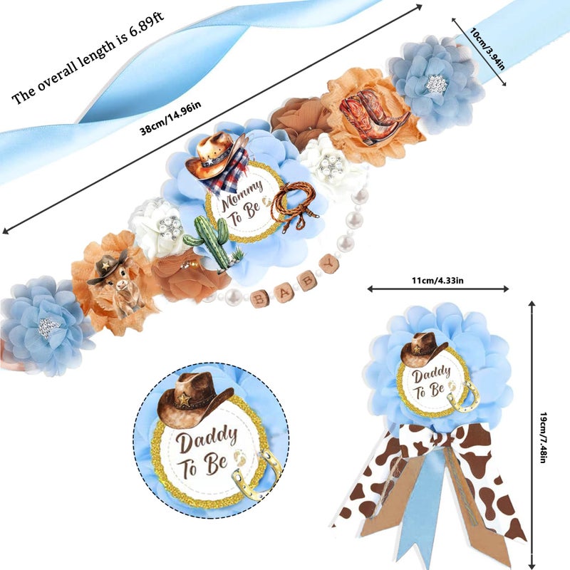 INSYOHO Western Baby Shower Decorations - Adjustable Western A Little Cowboy is On the Way Theme Maternity Belt with Cowboy Baby Shower Decorations, Gender Reveal Party Supplies for Mom to Be - Image 3